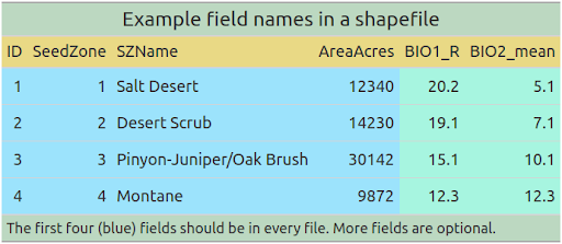 Vector Data (~Shapefile) Field Names